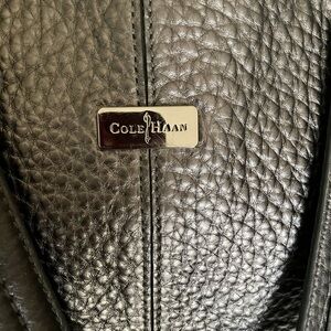 Cole Haan Pebbled Leather Metallic Pewter Tote and Wallet Set
